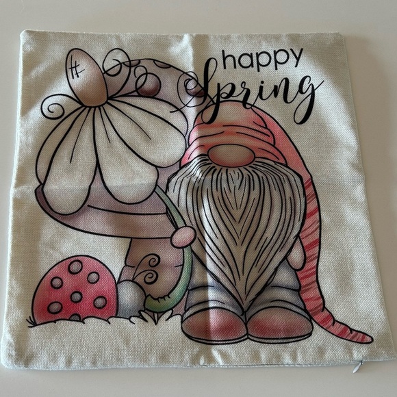 Spring Gnome Decorative Pillow Covers, SET OF 2  (18”x18”)  NWOT - Picture 5 of 6
